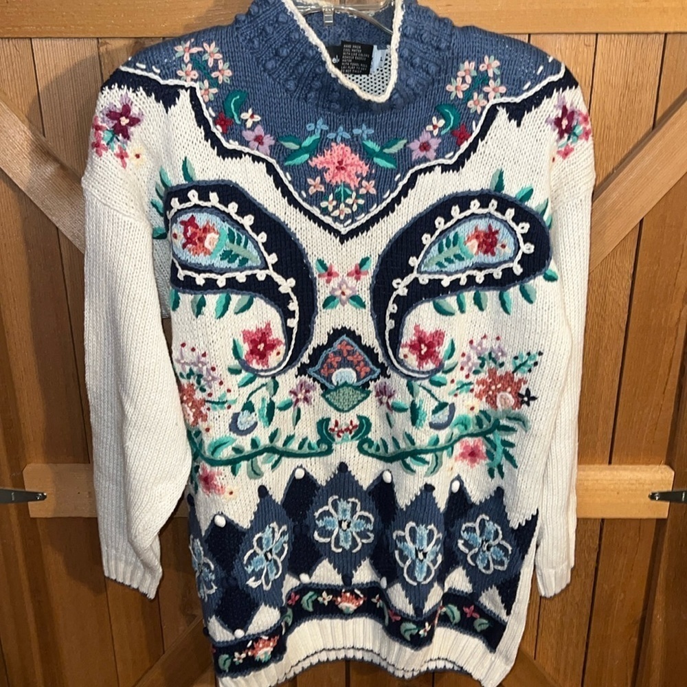 Beldoch Popper Vintage Floral Sweater L